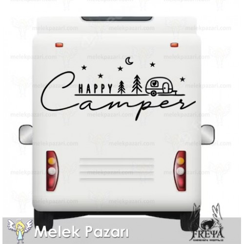 Happy Camper Çekme Karavan Sticker