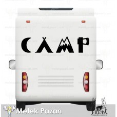 Kamp Doğa Karavan Sticker. AY, Dağ, Çadır ve Balta Karavan Sticker 