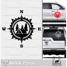 Kamp Çadırı Pusula Off Road Karavan Sticker. Pusula Karavan Çıkartması 