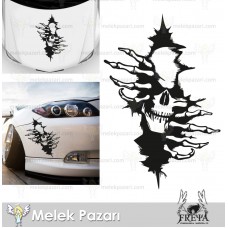 Kura Kafa Araba Kaput Sticker. İskelet Araba Sticker
