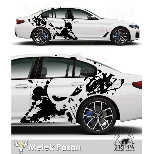 Kuru Kafa Çamurluk Oto Sticker, Kuru Kafa Araba Yan Kapı Çıkartma