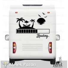 Loading Palmiye Gün Batımı Karavan Sticker. Karavan Çıkartmaları