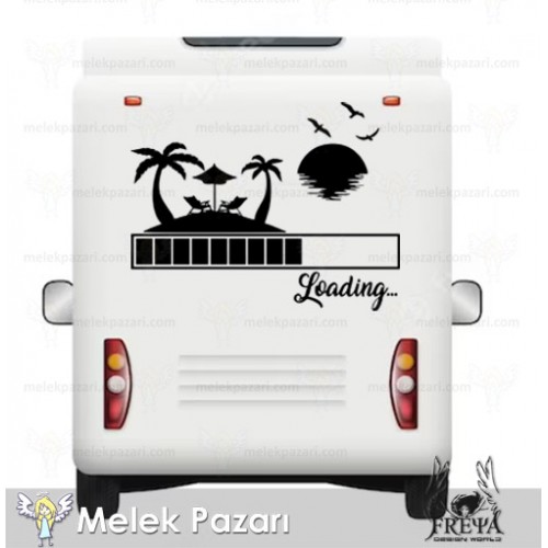 Loading Palmiye Gün Batımı Karavan Sticker. Karavan Çıkartmaları