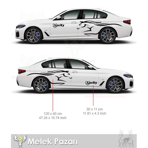 Lucky Yarış Atı Yan Gövde Sticker. At Oto Çamurluk Sticker