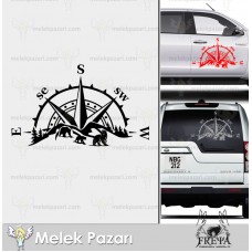 Manzara Pusula Oto Sticker, Pusula Karavan Sticker. Ayı Sürüsü Pusula Karavan Çıkarması