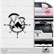Paraşüt Pusula Oto Sticker. Off Road Pusula Sticker