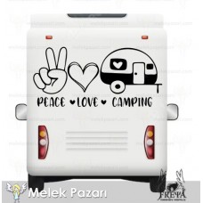 Peace Love Camping Karavan Sticker. Çekme Karavan Çıkartmaları 