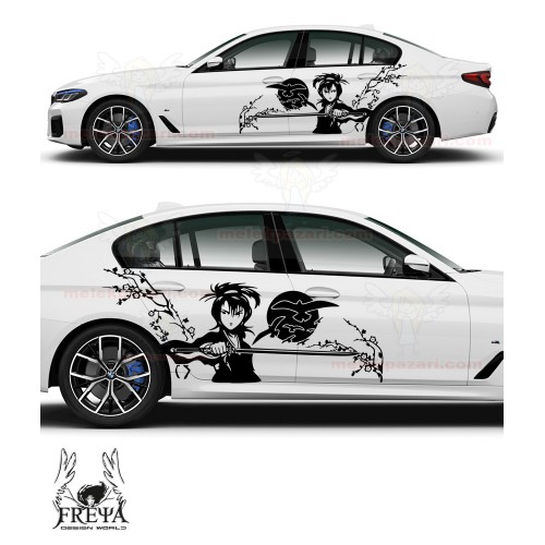 Samuray Kız Yan Kapı Oto Sticker, Samurai Girl Arka Çamurluk Araba Çıkartma