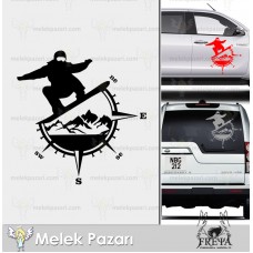 Snowboard Pusula Outsoor Sticker. Kayak Pusula Sticker