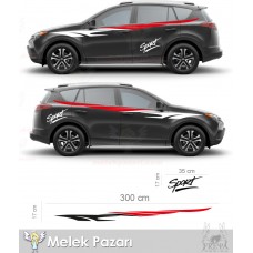 Suv Araç Sticker. Spor Araba Yan Şerit Sticker, Yarış Şeridi Oto Çıkartma