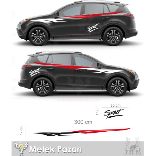 Suv Araç Sticker. Spor Araba Yan Şerit Sticker, Yarış Şeridi Oto Çıkartma