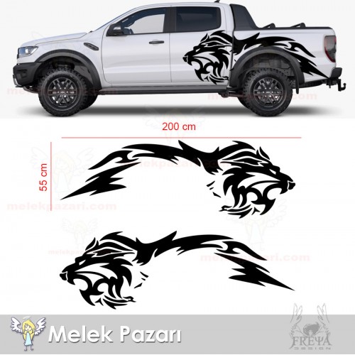 Tribal Aslan Kafası Off Road Çamurluk Üstü Yan Gövde Oto Sticker