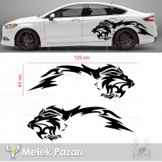 Tribal Aslan Kafası Çamurluk Üstü Yan Gövde Oto Sticker