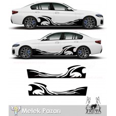 Tribal Yan Kapı AltıOto Sticker, Tibak Yan Göde Araba Çıkartma