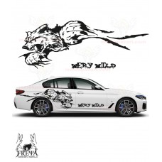 Vahşi Kurt Çamurluk Üstü Yan Gövde Oto Sticker, Kurt Araba Stickerı 