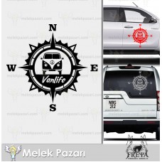 Vanlife Pusula Karavan Sticker. Pusula Karavan Çıkartması