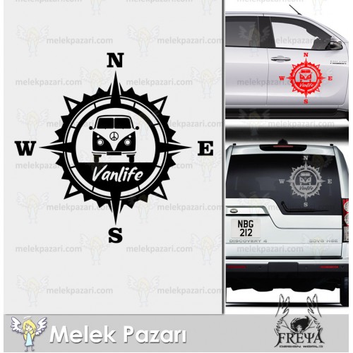Vanlife Pusula Karavan Sticker. Pusula Karavan Çıkartması