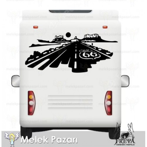 Yol Manzarası Off Road Karavan Sticker. Off Road  Çıkartmaları
