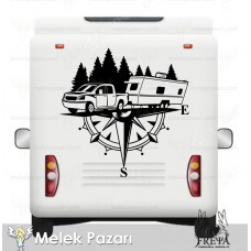 Çekme Karavan Pusula Doğa Sticker 