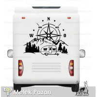 Çekme karavan Pusula Karavan Sticker. Karavan Çıka..