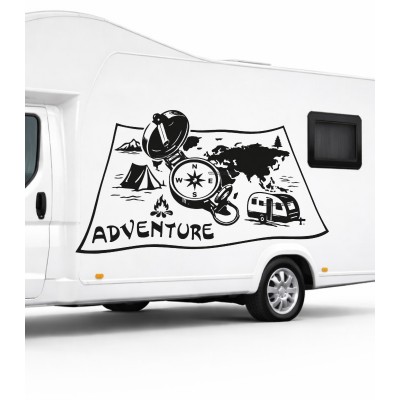 Adventure Yazı Tercihli Dünya Pusula Çekme Karavan Sticker 1703 Adventure Yazı Tercihli Dünya Pusula Çekme Karavan Sticker 1703