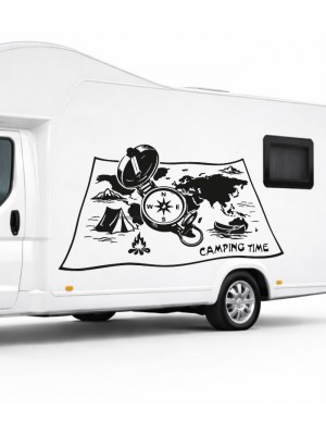 Yazı tercihli Dünya Haritası Pusula Karavan Sticker 1704 Yazı tercihli Dünya Haritası Pusula Karavan Sticker 1704