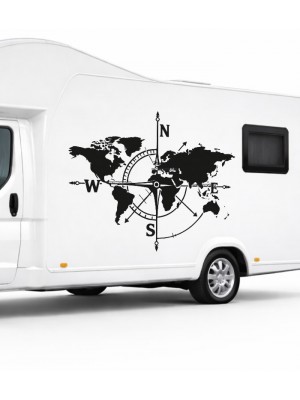 Dünya Haritası Pusula, Kamp Karavan Sticker