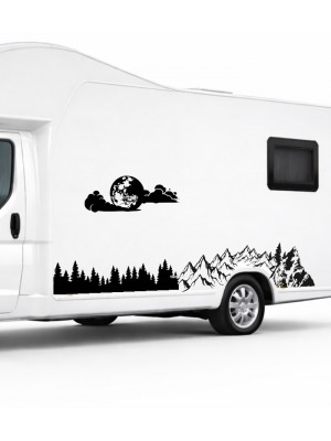 Dolunay Manzarası Kamp, Karavan Sticker Dolunay Manzarası Kamp, Karavan Sticker