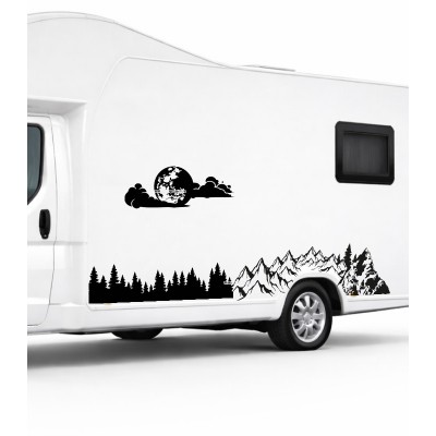 Dolunay Manzarası Kamp, Karavan Sticker Dolunay Manzarası Kamp, Karavan Sticker