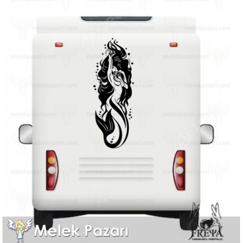 Deniz Kızı Karavan Sticker. Karavan Çıkartmaları