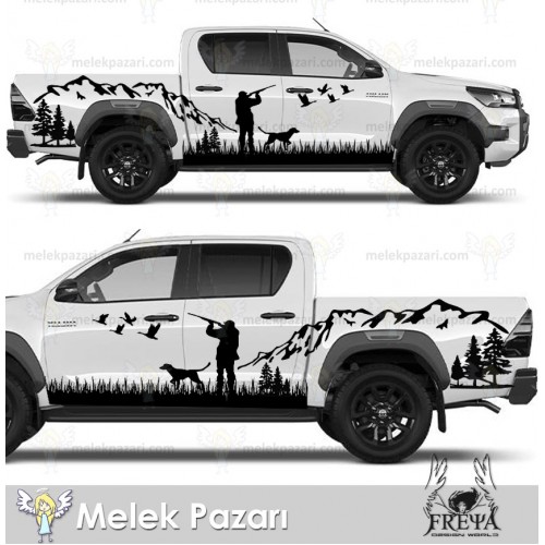 Avcı Sticker, Doğa Manzarası Off Road Çıkartma. Ördek Avı Sticker. Avcılık Araba Sticker.