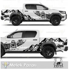 Dakar Off Road Kamyonet Sticker, Doğa Manzarası Off Road Çıkartma. Lastik İzi Araba Sticker