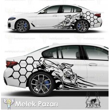 Arı Petek Araba Yan Gövde Arka Çamurluk Sticker. Petek Oto Sticker