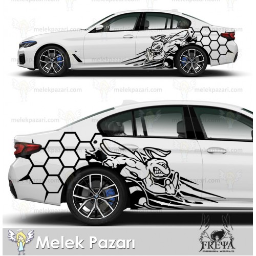 Arı Petek Araba Yan Gövde Arka Çamurluk Sticker. Petek Oto Sticker