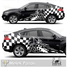 Damalı Yarış Bayrağı Sonic Araba Sticker. Oto Yan Gövde Sticker 