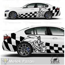 Sonic Damalı Yarış Bayrağı Araba Sticker. 