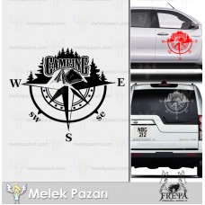 Camping Çadır Orman Pusula Karavan Sticker. Orman Pusula Kamp Karavan Çıkartma