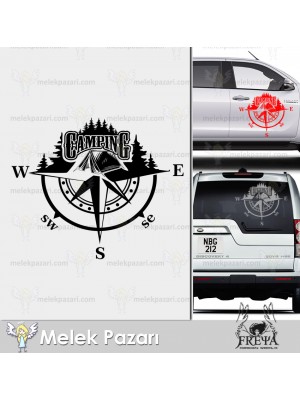 Camping Çadır Orman Pusula Karavan Sticker. Orman Pusula Kamp Karavan Çıkartma