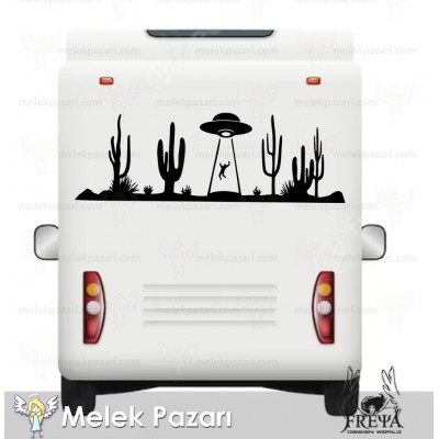 Uzaylı Kaçırma Karavan Sticker. Off Road Sticker