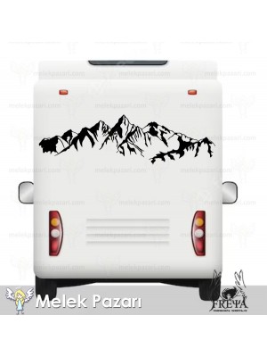 Dağ Manzarası Karavan Sticker Dağ Manzarası Karavan Sticker
