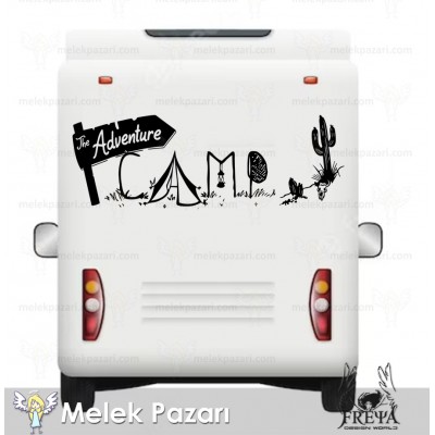 Adventure Camp Kaktüs Karavan Sticker, Karavan Çıkartmaları