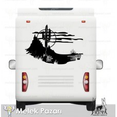 Kaktüs Manzara Karavan Sticker, Çıkartma