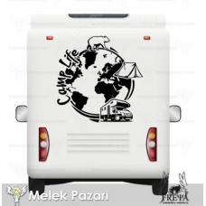 Kamp Hayatı Dünya Karavan Sticker. Off Road Çıkartmaları 