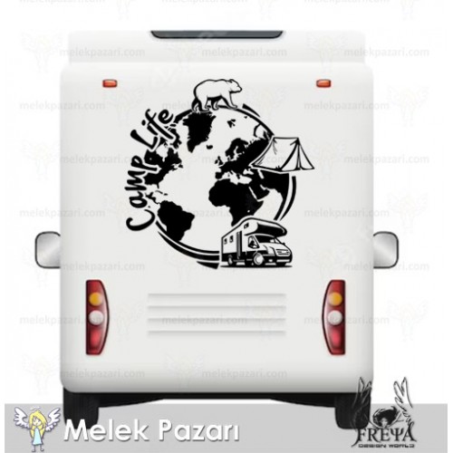 Kamp Hayatı Dünya Karavan Sticker. Off Road Çıkartmaları