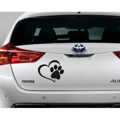 Kalp ve Pati Araba Sticker