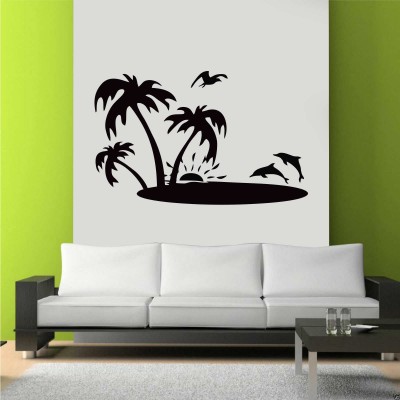Yunuslar, Ada ve Gün Batımı Duvar Sticker