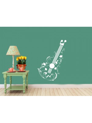 Floral Gitar Duvar Sticker Floral Gitar Duvar Sticker
