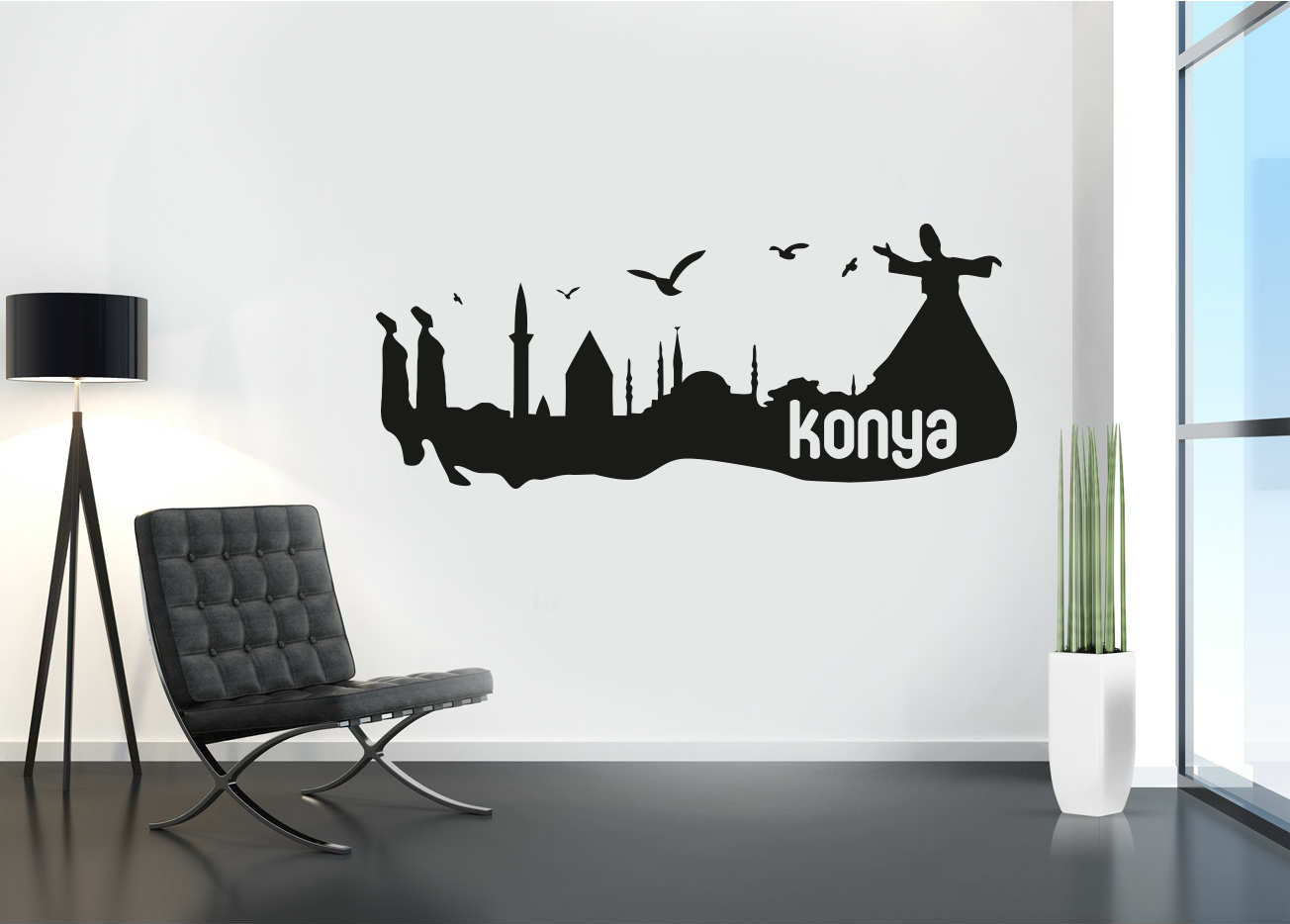 Konya Şehri Silueti Duvar Sticker
