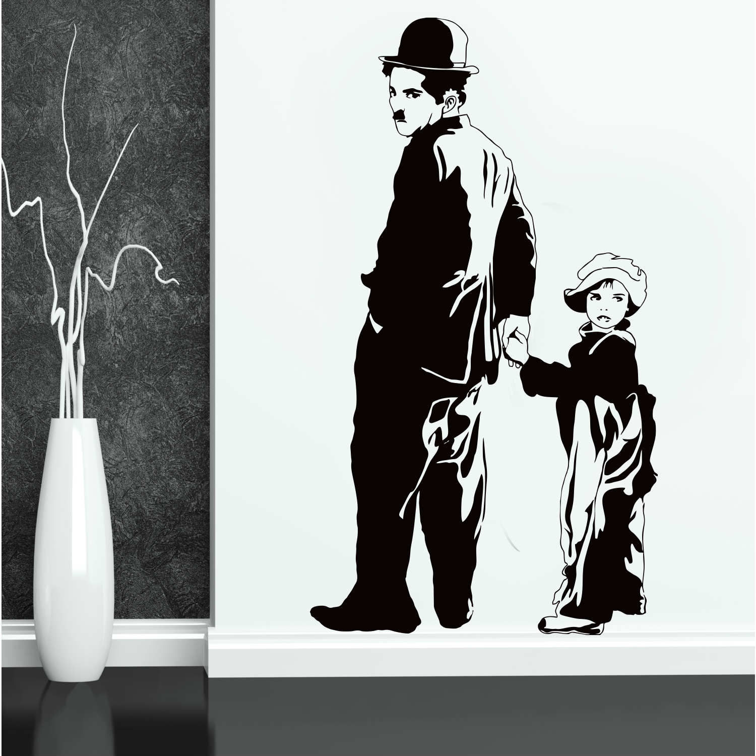Charlie Chaplin ve Çocuk Duvar Sticker