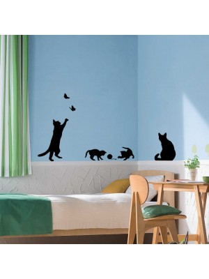 Oynayan Sevimli Kediler Duvar Sticker